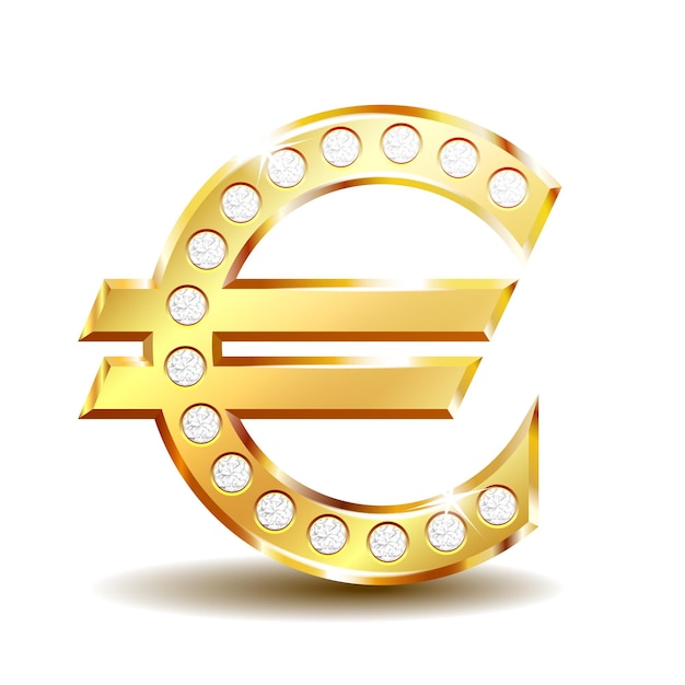 Gold sign euro currency Vector illustration isolated on white