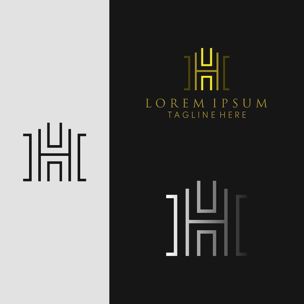 gold and silver letter H logo design concept