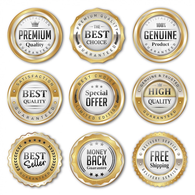 Gold and silver sale badges and labels collections