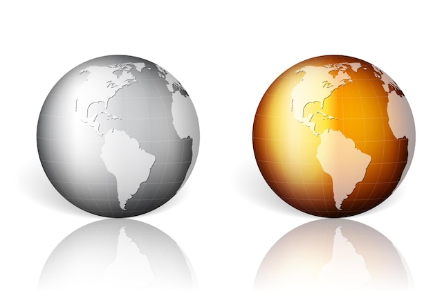 Gold silver world globe