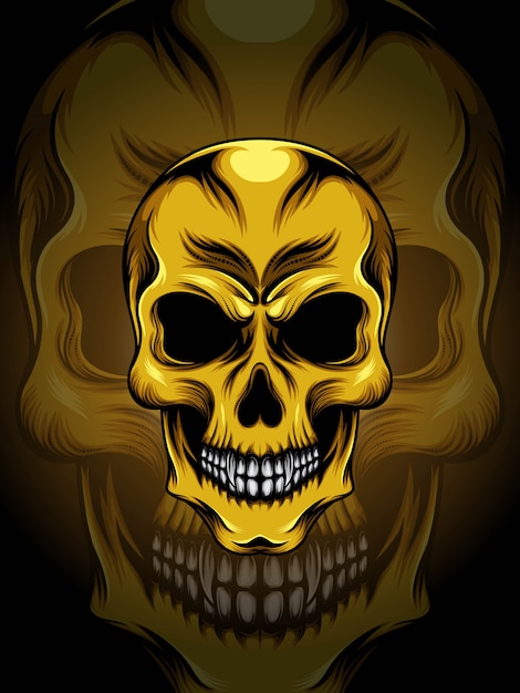 Gold Skull head illustration