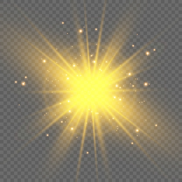 Gold Sparkles, magic, bright light effect on a transparent background. Gold dust.