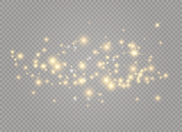 Gold sparks light effect. Sparkles on transparent background. Christmas abstract. dust