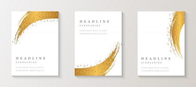 Gold splash cover background set premium vector