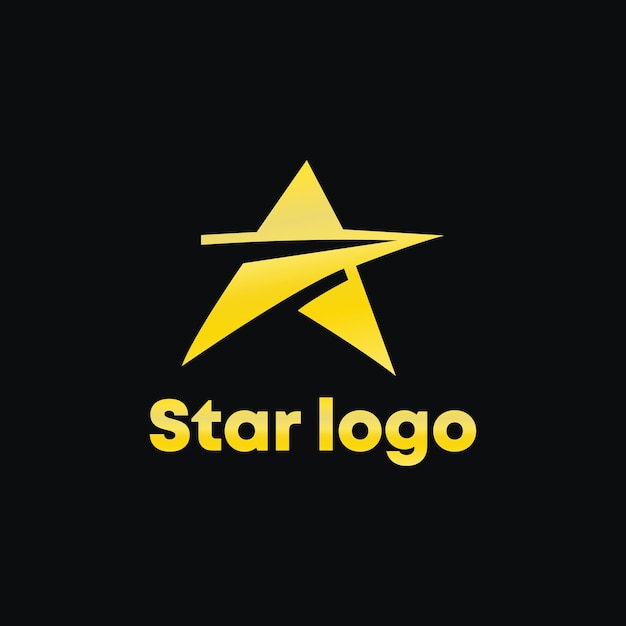 Gold star logo vector with black background Minimalist abstract style design