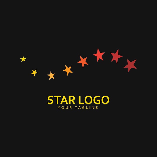 Gold Star Logo Vector with Black Background