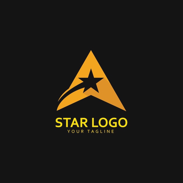 Gold Star Logo Vector with Black Background