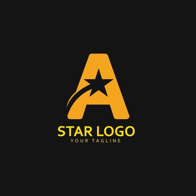 Gold Star Logo Vector with Black Background