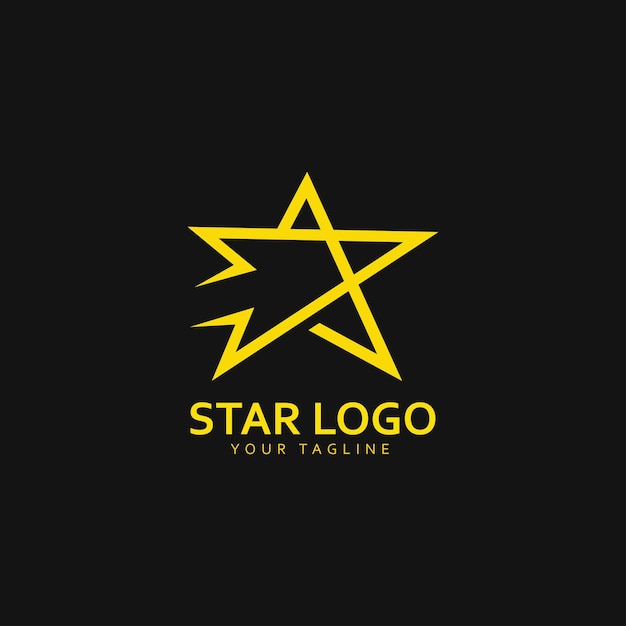 Gold Star Logo Vector with Black Background