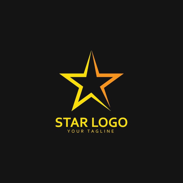 Gold Star Logo Vector with Black Background