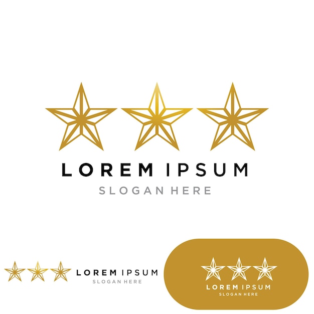 Gold Star Logo Vector with Black Background