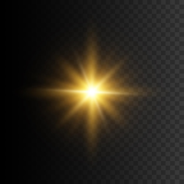 Gold star transparent glow light effect