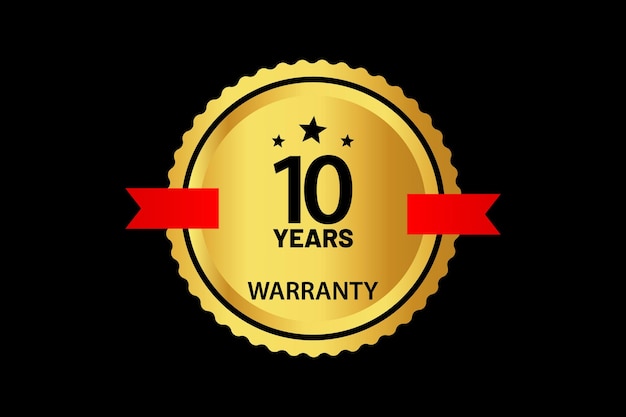 A gold sticker for a 10 years warranty