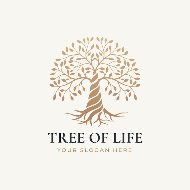 Gold style tree of life nature logo template