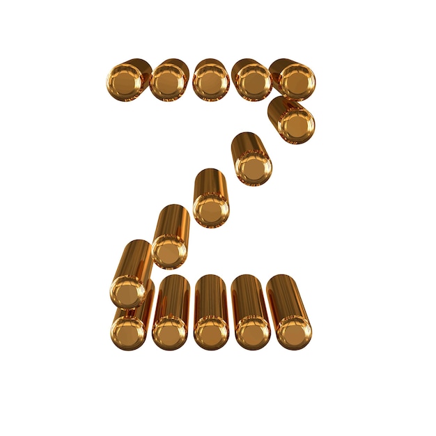 Gold symbol made of 3d cylinders letter z