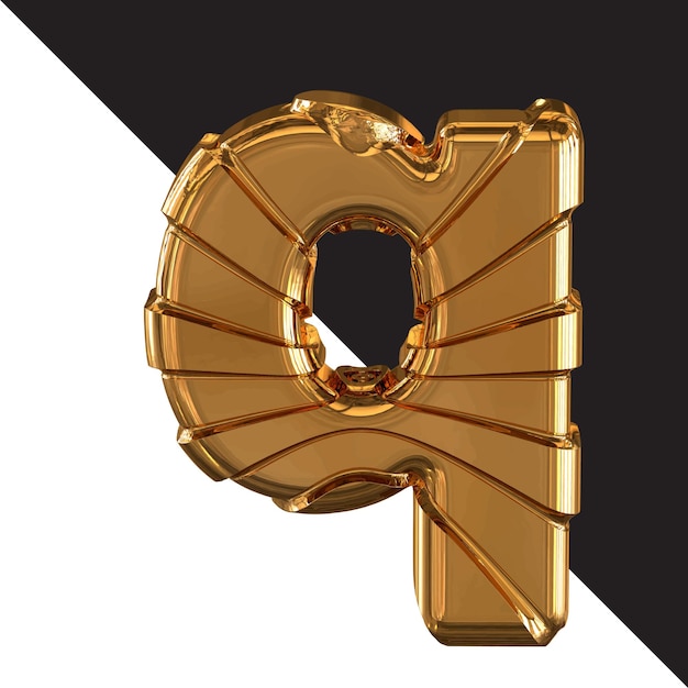 Gold symbol with gold belts letter q