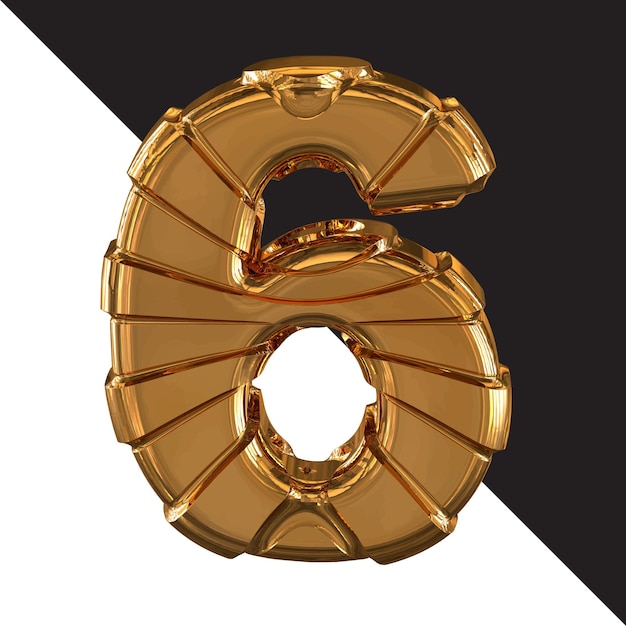 Gold symbol with gold belts number 6