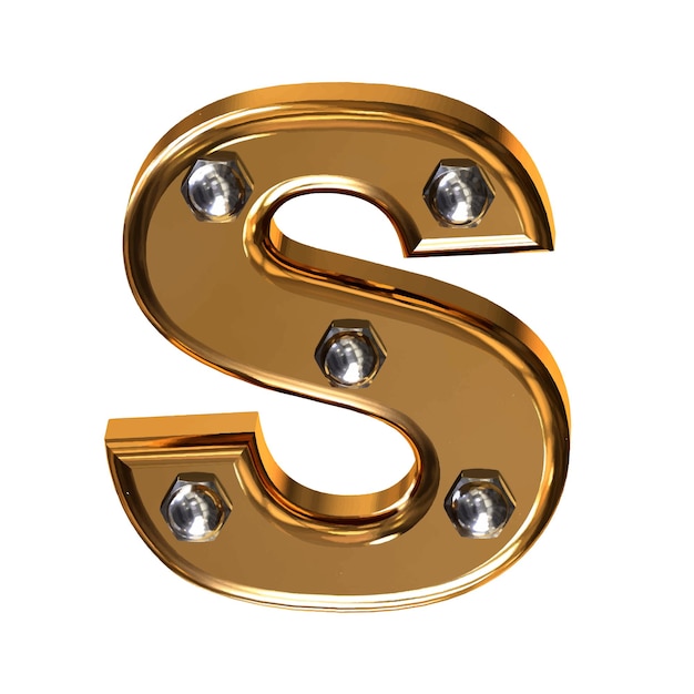 Gold symbol with metal bolts letter s