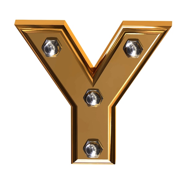 Gold symbol with metal bolts letter y