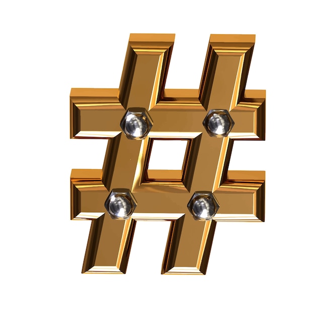 Gold symbol with metal bolts