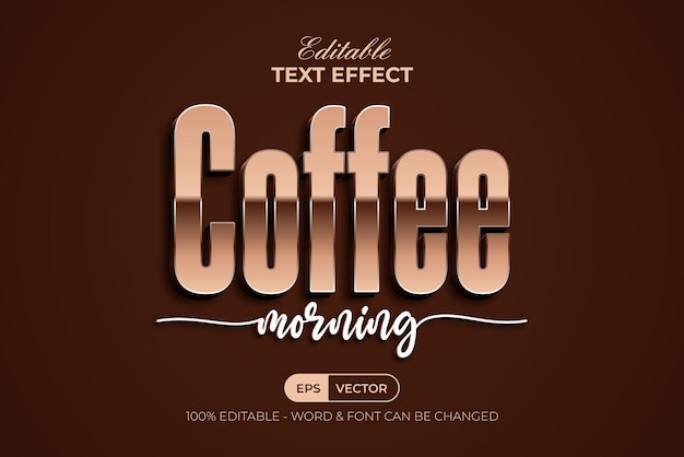 Gold text effect coffee morning style Editable text effect