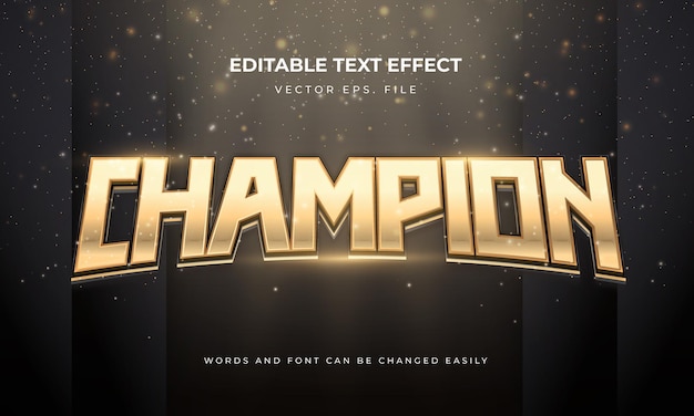 A gold text effect with the word champion on it