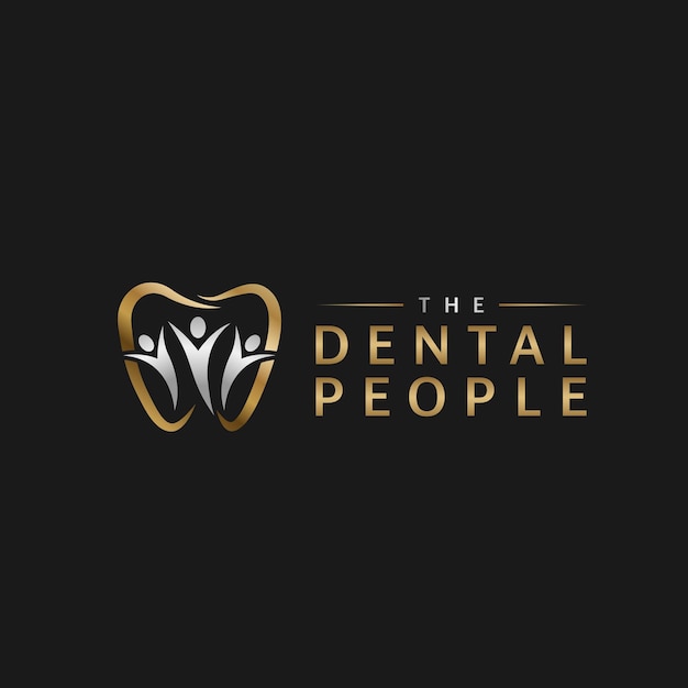 Gold tooth dental people logo