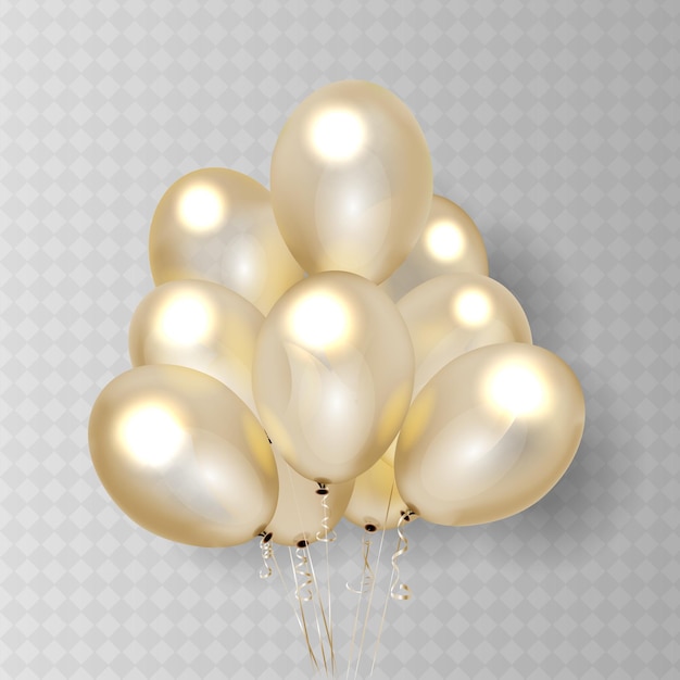 Gold transparent balloon on background Frosted party balloons for event design Balloons isolated in the air