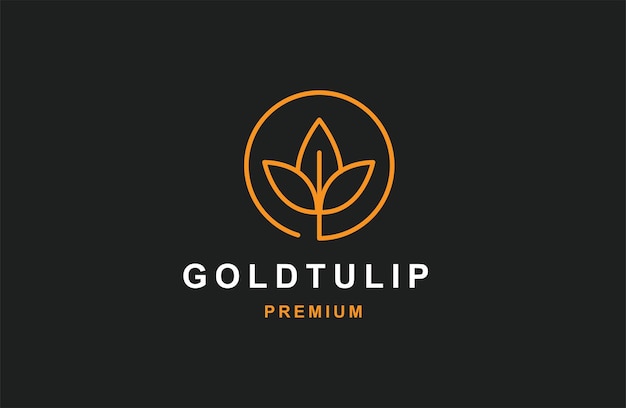 Gold tulip logo icon flat design template