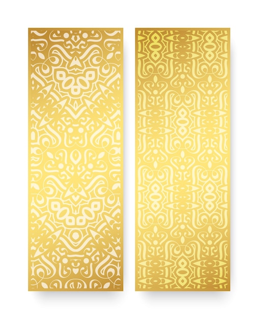 Gold vertical banner with minimal pattern