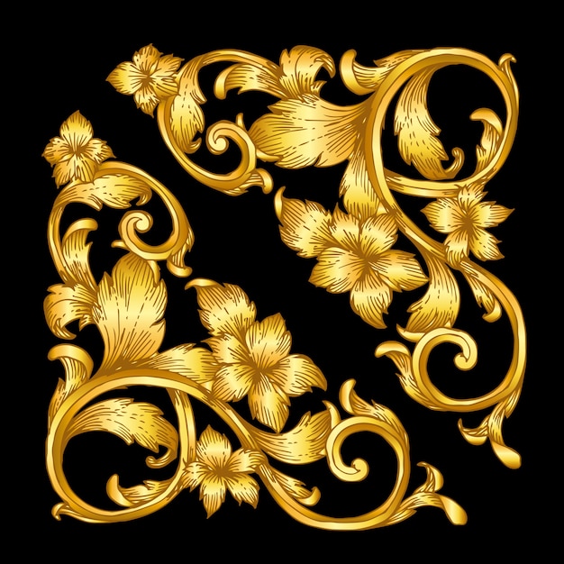 gold vintage baroque frame scroll