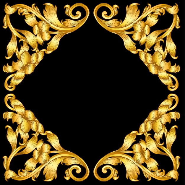 gold vintage baroque frame scroll