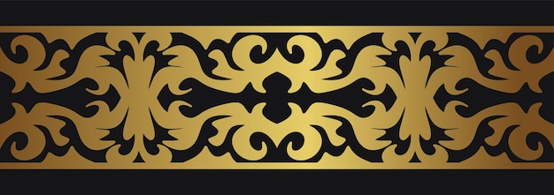 Gold vintage seamless border with baroque ornament