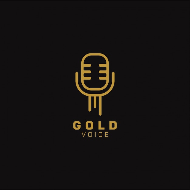 gold voice logo template design.  illustration. Abstract microphone web Icons and  logo.