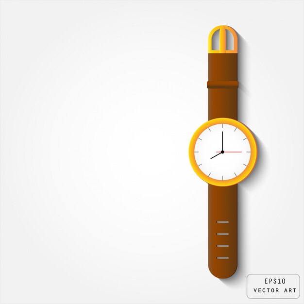 Vector gold watch with leather strap