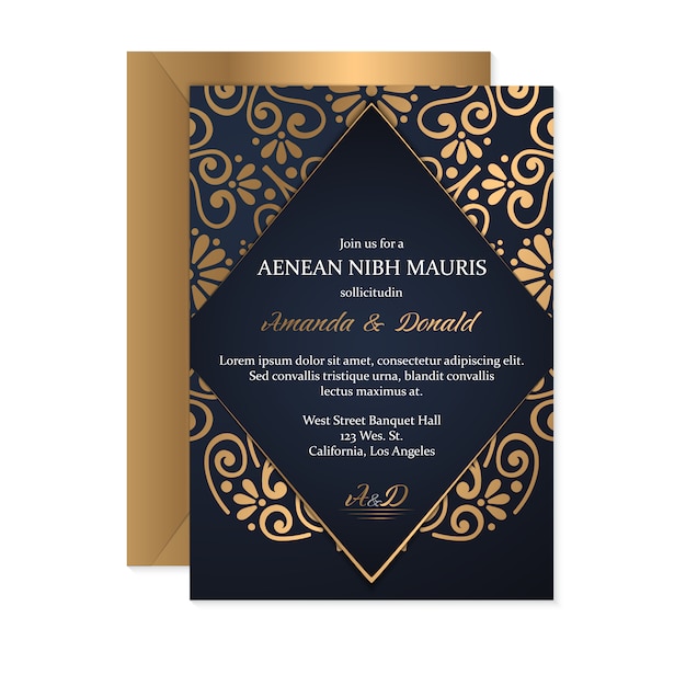 Gold wedding card