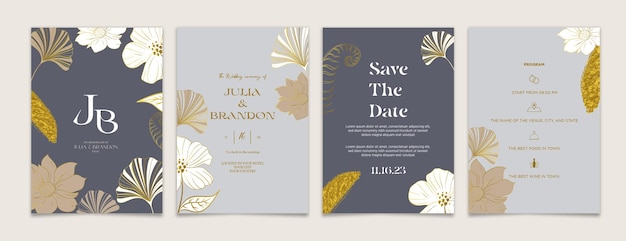 Gold wedding invitation template