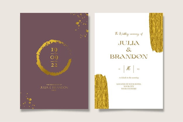 Gold wedding invitation template