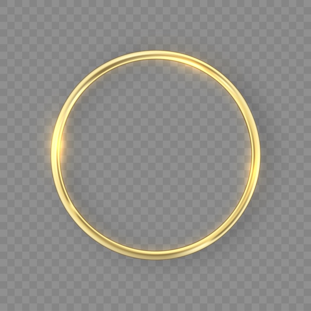 Gold wedding rings with glowing lights gold sparkles Golden metal ring with lighting effect Vector