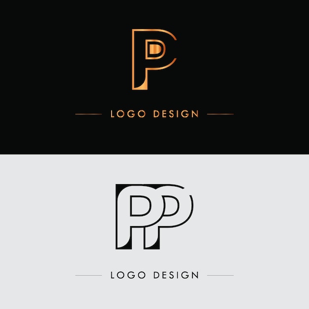 Gold and White P letter logo design sample