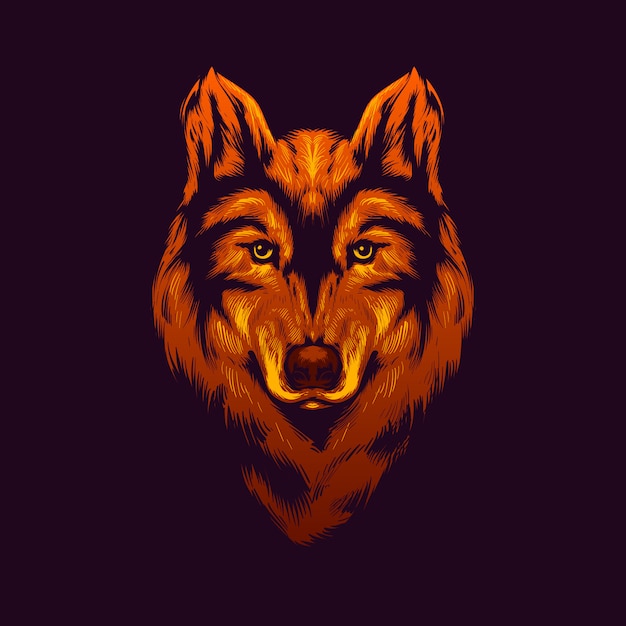 Gold wolf head illustration