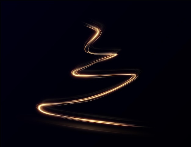 Gold, yellow curved light line, rope, tape. Smooth festive neon line with light effects png.