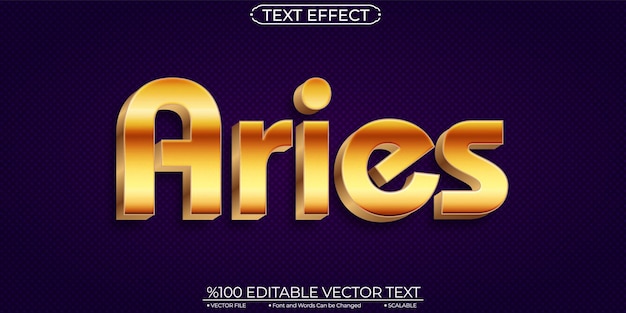 Gold Zodiac Aries Editable and Scalable Vector Text Effect