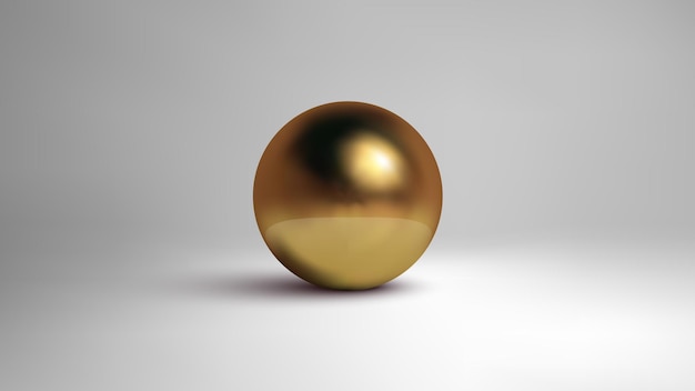 Golded sphere isolated on white background 3d vector illustration