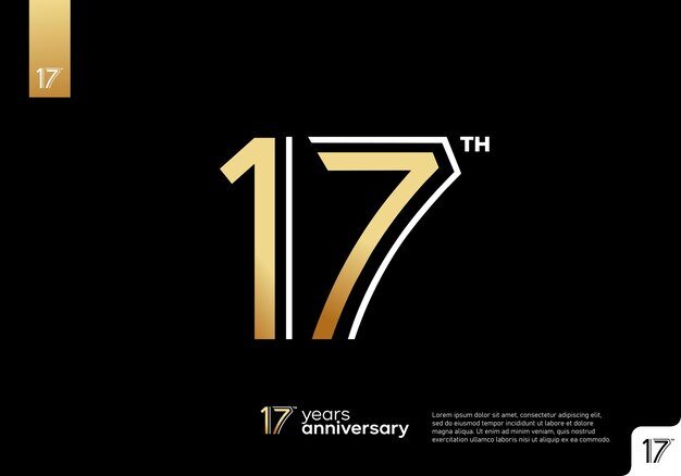 Golden 17th anniversary celebration logotype on black background