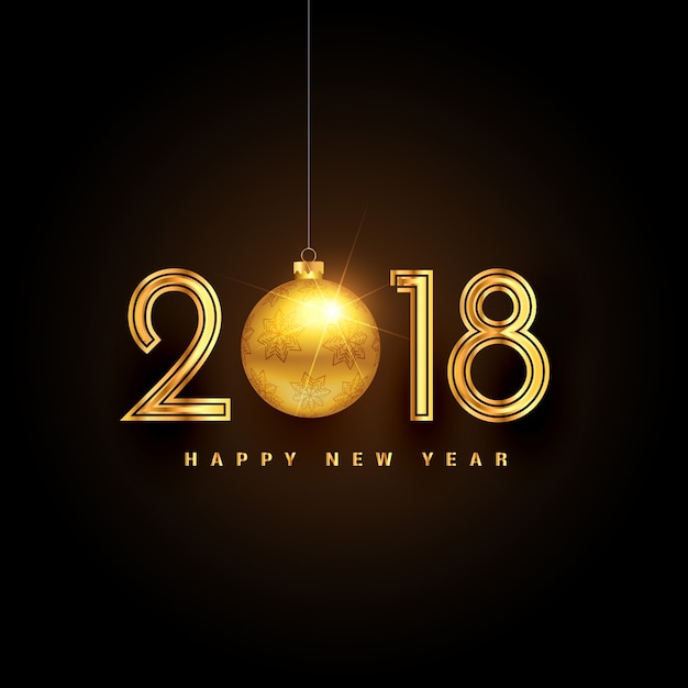 golden 2018 happy new year premium background design