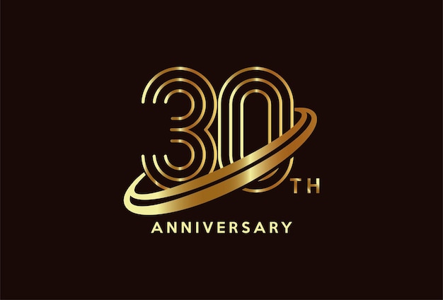 Golden 30 year anniversary celebration logo design inspiration