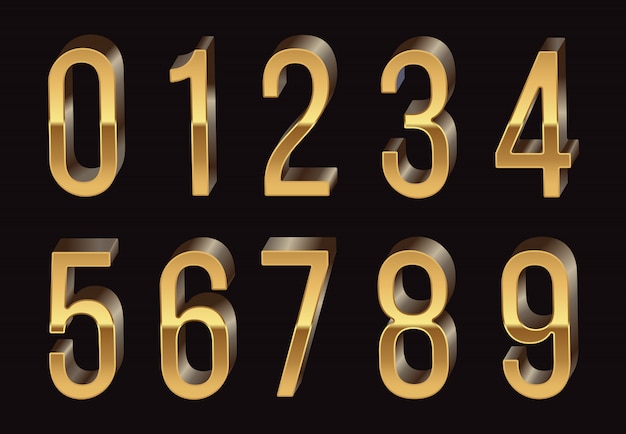 Golden 3d numbers