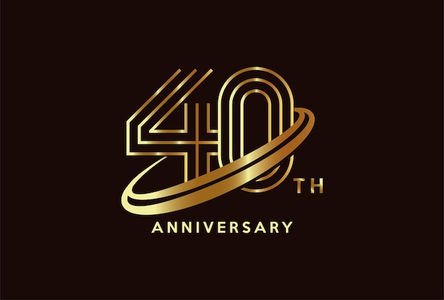 Golden 40 year anniversary celebration logo design inspiration