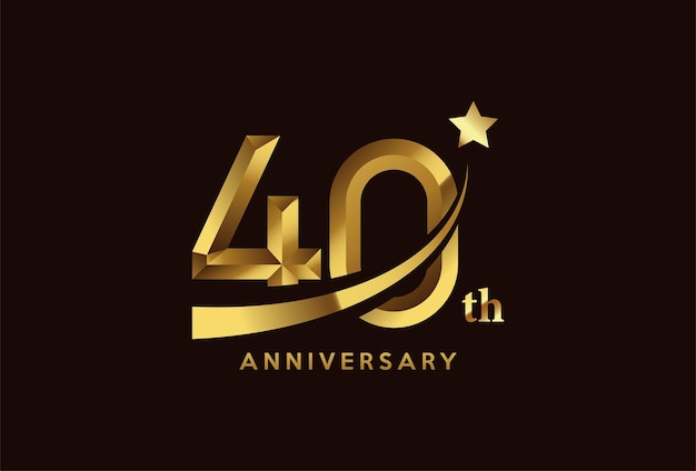 Golden 40 year anniversary celebration logo design with star symbol